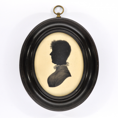 
        Front of Silhouette, in frame, with woman looking left