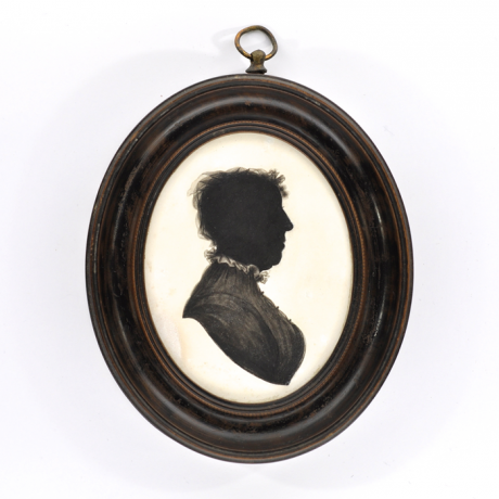 
        Front of Silhouette, in frame, with woman looking right