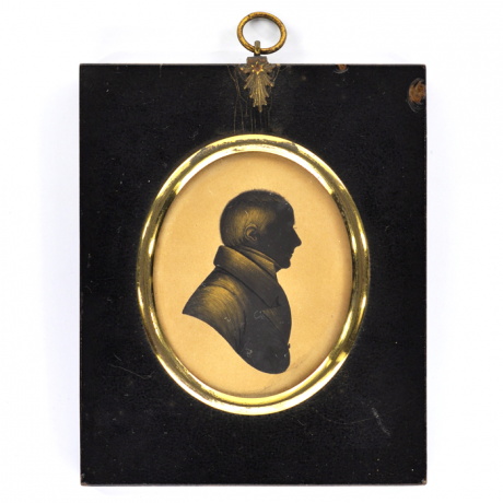 
        Front of Silhouette, in frame, with man looking right