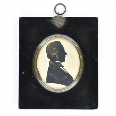 
        Front of Silhouette, in frame, with man looking right