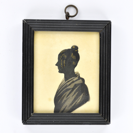 
        Front of Silhouette, in frame, with woman looking left