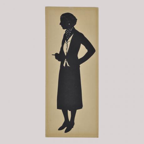 
        Silhouette of a woman with cigarette looking left