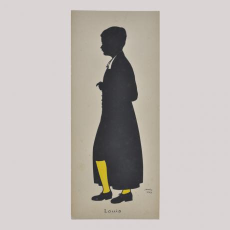 
        Silhouette of a boy with coat looking right
