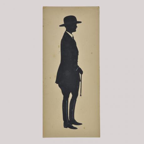 
        Silhouette of a woman looking right