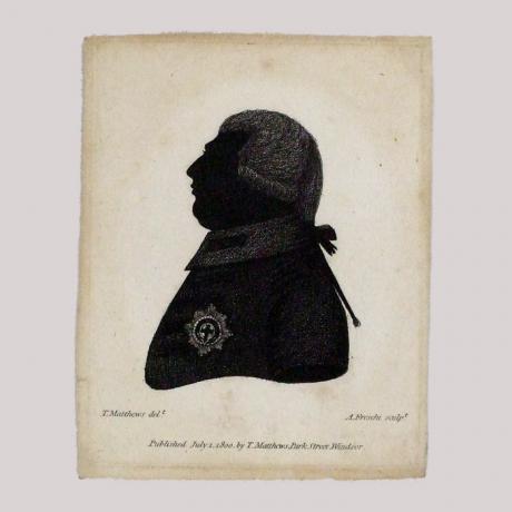 
        Silhouette of a man facing left