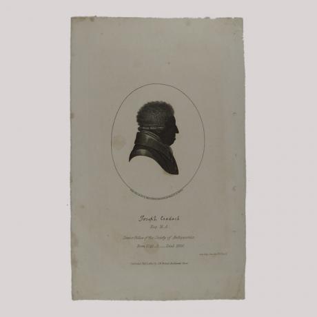 Silhouette of a man facing right