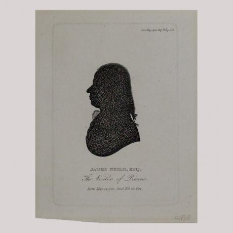
        Silhouette of a man facing left