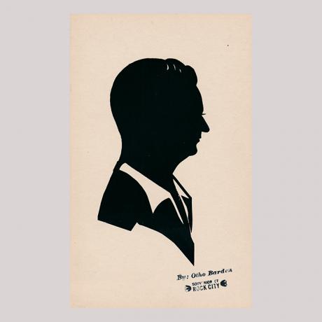 
        Front of silhouette, with man looking right.