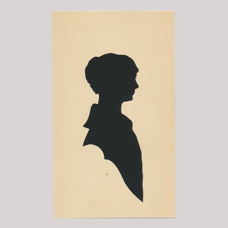 
        Front of silhouette, with woman looking right.